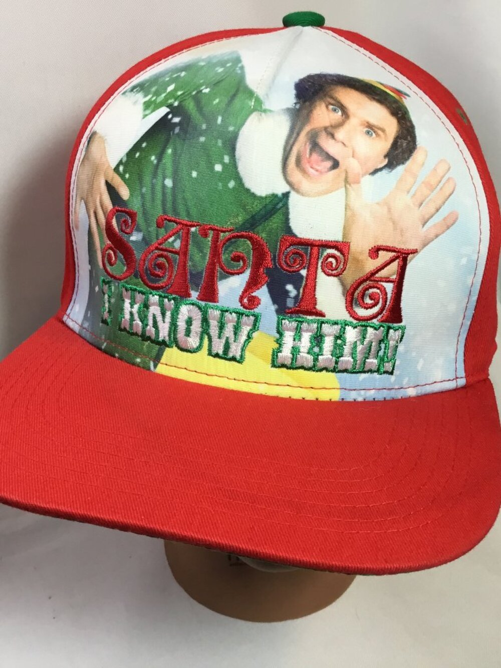 Elf Wil Farrel Snap Baseball Hat ==Santa, I know Him!! Red hat